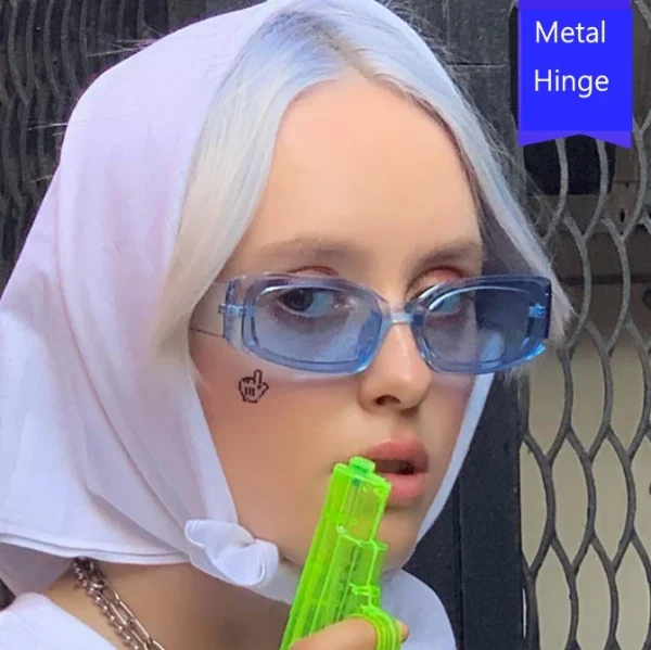 Retro Rectangle Sunglasses High Fashion Sunglasses Newest 2023 Small Square Frame Unisex Sunglasses Metal Hinge - Image 2