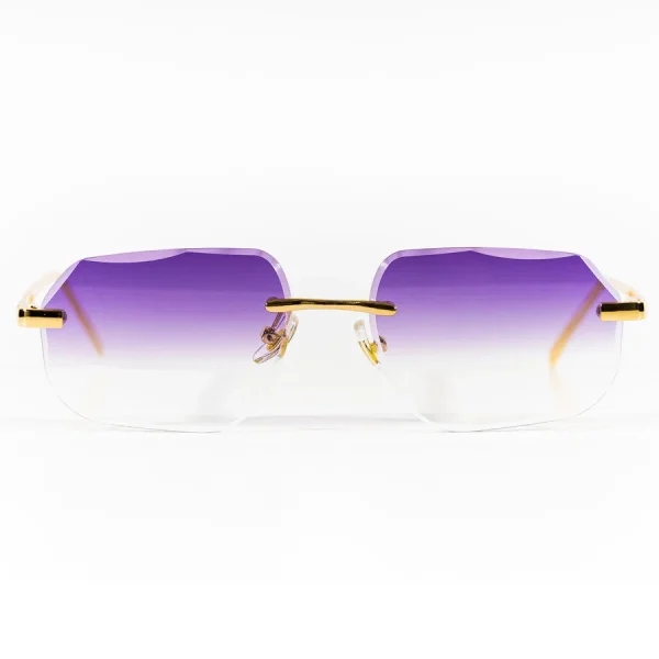 LMA 21593 Hot Selling High Quality Metal Men Shades UV400 Gradient Purple Lens Diamond Cut Designer Rimless Polygon Sunglasses - Image 3