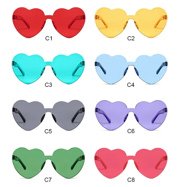 pink Heart Sunglasses Lentes De Sol Para Mujer Rimless Transparent Heart Glasses Colorful Lunettes Lunettes De Soleil De Coeur - Image 3