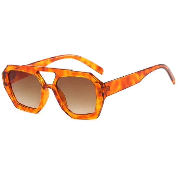 Retro Double Bridges Square Sunglasses Women Fashion Clear Ocean Lens Eyewear Trendy Polygon Sun Glasses - Image 4