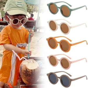 Kids Fashion Round Sunglasses UV400 Sun Protection Cute Children Boys Outdoor Eyewear Custom Logo