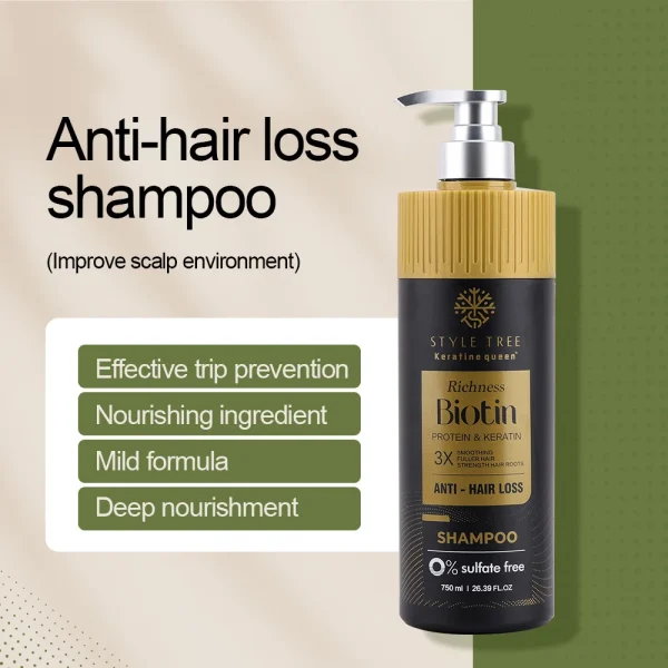 Organic Biotin Keratin Hair Care Set Sulfate-Free Shampoo and Conditioner for  Anti Hair Loss - Image 3