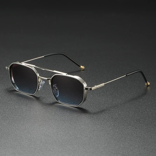 Lmamba 2983 High Quality Steam Punk Double Bridge Men Driving Sun Glasses 2025 Custom Logo Vintage Metal Sunglasses Shades UV400 - Image 4