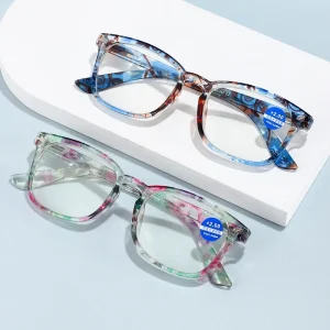2023 New Arrival Fashion Printing Flower Custom Logo UV400 Cheap Optical Frames Anti Blue Light Reading Glasses