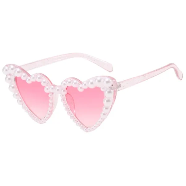 Outdoor Heart Sunglasses for Women UV400 Eyewear Beach Pearls Sun Glasses Heart Shaped Party Glasses Shades - Image 5