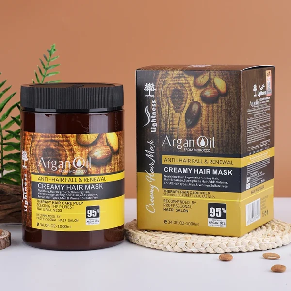 Organic Argan Oil Cream Hair Mask Moisturizing Hair Treatment Mask for for Anti-hair Fall & Renewal