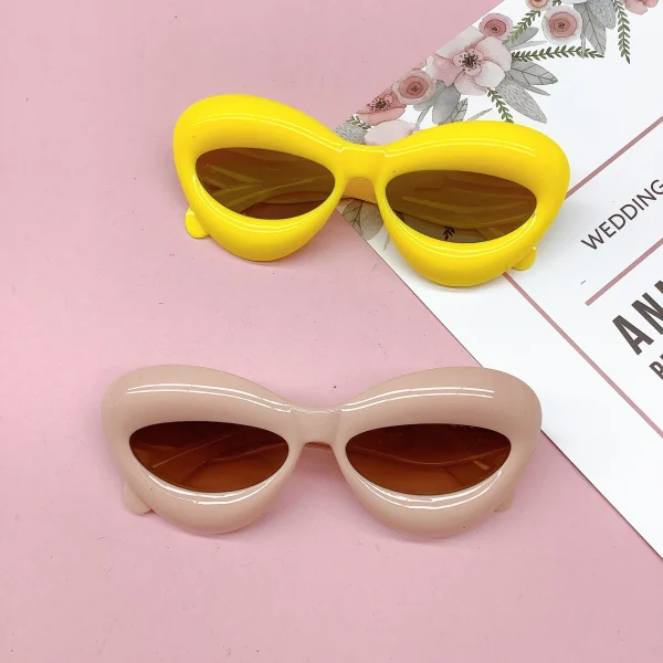 2023 Fashion Candy Color CatEye Y2K Sun Glasses for Kids Brand Design Thick Inflated Sunglasses Toddler Punk Hip Hop Shades - Image 4