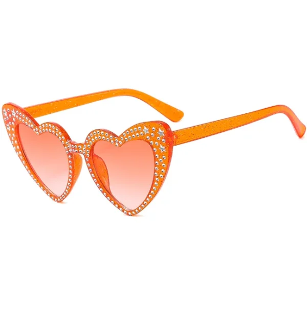 Diamond Heart Sunglasses Women Retro Cat Eye Heart Shape Sun Glasses for Women Fashion Glitter Eyewear - Image 3
