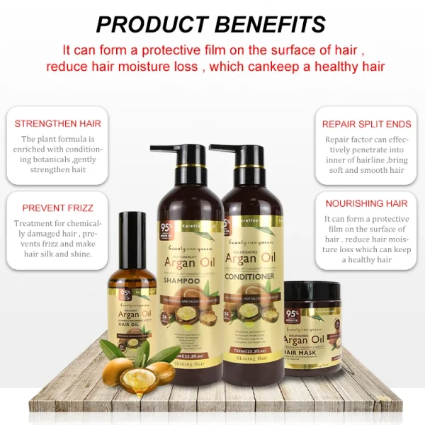 OEM Manufacturer Wholesale Private Label Organic Moisture Keratin Queen Natural Moroccan Argan Oil Shampoo and Conditioner - Image 3
