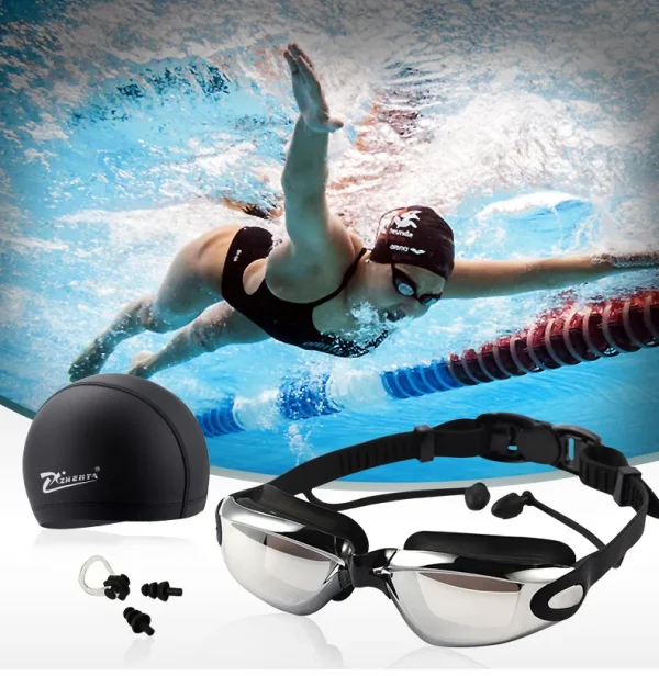 2024 Cap Nose Clip Earplug Hat Packages Swim Goggles With Nose Cover Goggles Natacion Swimming Goggles Adults No Leaking - Image 2