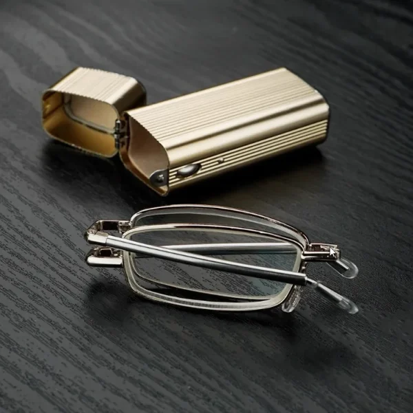 LMA 8031 High-Grade Luxury Round Foldable Metal Handmade Eyewear HD Lens Portable Ultra Light 2024 Unisex Reading Glasses