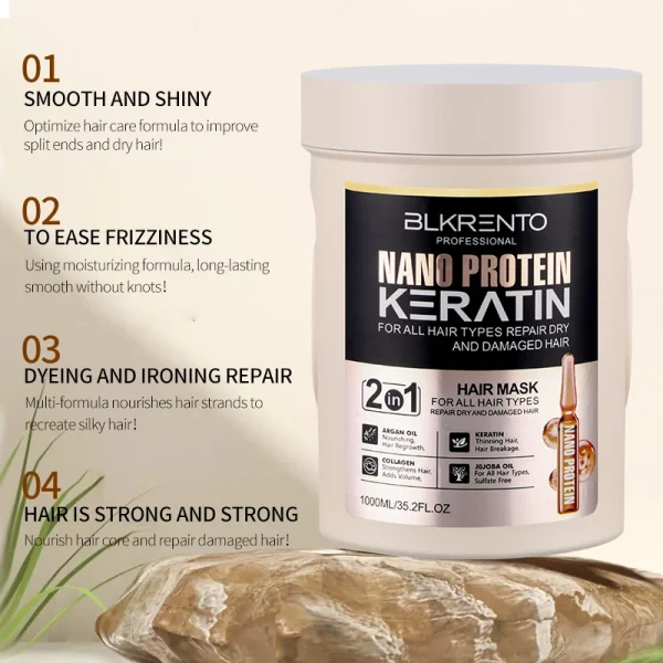Customizable 1000ml Nano Keratin Hair Mask Hair Repair Protect Color Prevent Hair Loss Smoothing Conditioner - Image 5