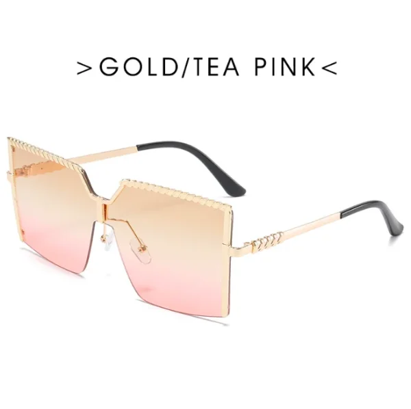 Oversized Square Sunglasses Women Men Vintage Metal Frame Sun Glasses  One Piece Rimless Eyewear Shades - Image 4