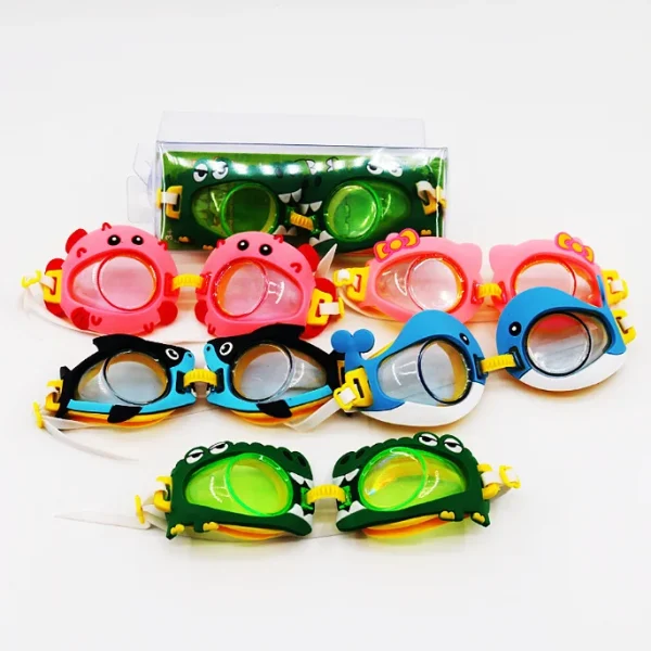 2025 Kids Children's Waterproof  Cartoon Animal Shark Fish Cat Rabbit Penguin Mermaid Swimming Goggles - Image 2