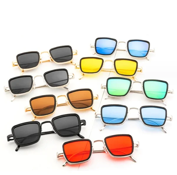 Custom Sunglasses Logo Vintage Design Steampunk Shades Man and Women  Classic Thick Metal Square Frame Sun Glasses - Image 2