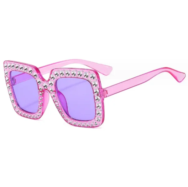 Large Jeweled Sunglasses for Children Crystal Bling Studded Oversized Square Frame Kids Shades Sunglasses - Image 4