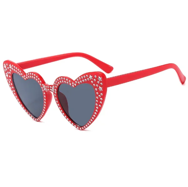 Diamond Heart Sunglasses Women Retro Cat Eye Heart Shape Sun Glasses for Women Fashion Glitter Eyewear - Image 6