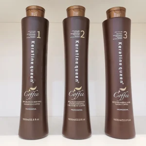 Factory Wholesale 1000ml Coffee Brazilian Keratin Treatment Smoothing Cream Shampoo Mask Set