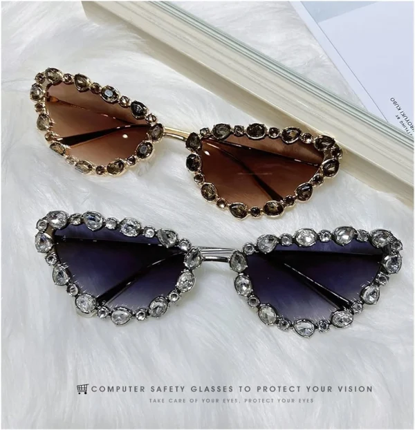 Sparkling Crystal Cat Eye Sunglasses Women Rhinestone Diamond Party Eyewear Ladies Bling Shades for Women - Image 4