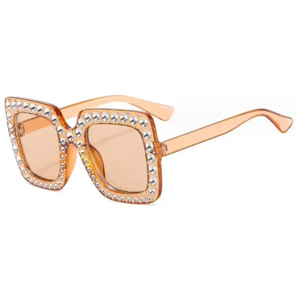 Large Jeweled Sunglasses for Children Crystal Bling Studded Oversized Square Frame Kids Shades Sunglasses - Image 6
