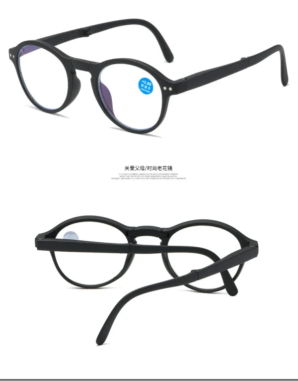 Fashion Folding Reading Glasses Small Round Square Portable Foldable Blue Light Blocking Folding Reading Glasses With Case - Image 6
