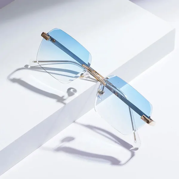 Lmamba 21582 Europe Hot Selling Cut-edge  High Quality Metal Sunglasses Men UV400 Gradient Shades Rimless Sun Glasses 2025 - Image 3