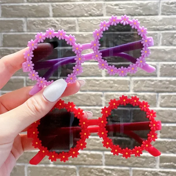 319 Children's Sunglasses Cute Baby Flower Sunglasses Boys Girls Fashion Anti-Ultraviolet Sunshade Little Girl Glasses - Image 3