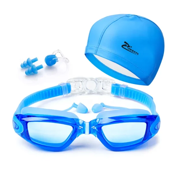 Custom logo Cap Nose Clip Earplug Packages Goggles for Swim No Leaking Adult UV Protection Triathlon Anti Fog Swimming Glasses - Image 5