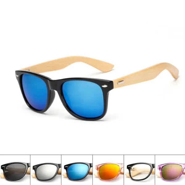 ECO Friendly Products Wholesale Custom Logo Unisex Retro Mirror Mens Wooden Custom Sunglasses Bamboo Gafas De Sol - Image 3