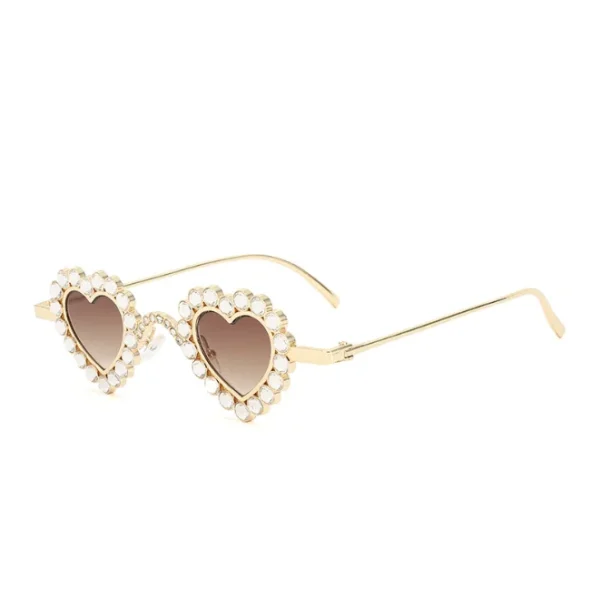 Vintage Metal Frame Heart Shape Rhinestones Sunglasses Women Love Sun Glasses for Men Punk Shades - Image 6
