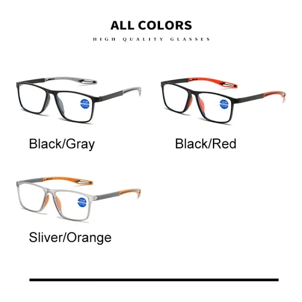 Square Optical  Glasses Men Sports Anti Blue Light Lenses  Eyeglasses Frame Male TR90 Computer Spectacles Frame Reading Glasses - Image 6