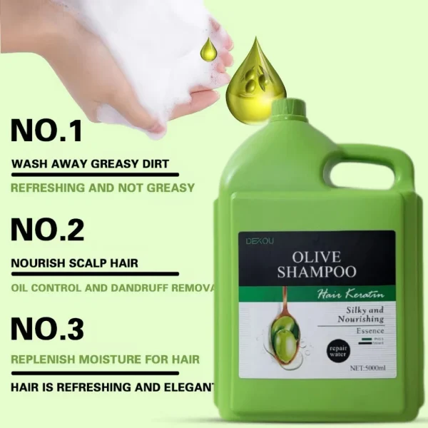 Dexou Range Olive Hair Complete Set African Hair Shampoo Silky Nourishing 5000ml Gallon Olive Oil Shampoo for Curl Hair - Image 4