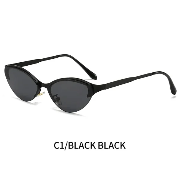 Retro Half Frame Cat Eye Sunglasses Women Vintage Cateye Female Gradient Shades UV400 Eyewear Ladies - Image 2