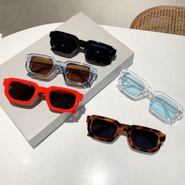 Trendy Rectangle Sunglasses Retro Fashion Thick Square Frame Hipster Sun Glasses Small Square Shades Custom Logo - Image 2