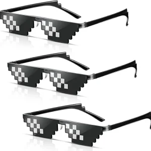 Party Colorful Sunglasses Pixel Mosaic Party Sunglasses Photo Props Pixelated Sunglasses for Men Women 2024