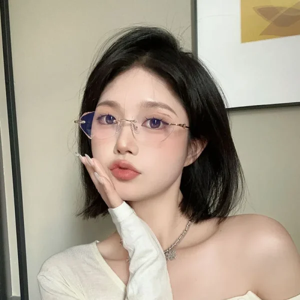 189 Fashionable Small Frame Rimless Diamond Cut Edge Blue Light Noble Women's Presbyopic Elegant New Reading Glasses - Image 2