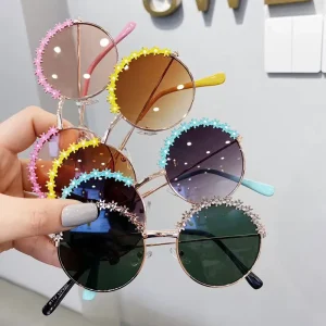 2022 Fashion Kids  Metal Frame Sun Glasses Girls Boys Flower Children's Shades Baby Eyeglasses UV400 Summer Beach Sunglasses