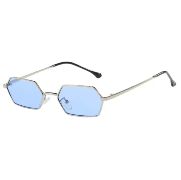 Fashion Narrow Irregular Women Men Sunglasses Polygon Brown Blue Lens Metal Frame Shades Male UV400 - Image 5