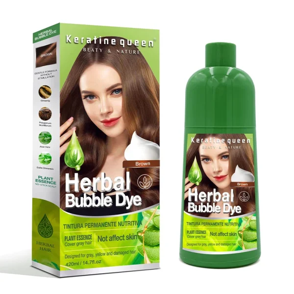 Easy Use Bubble Dye Plant Dye Hair Color Cream Bubble Hair Dye Black Cover White Hair - Image 2