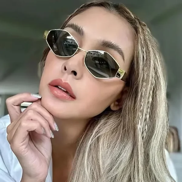 Hexagonal Sunglasses for Women Men Unique Polygon Sun Glasses Small Metal Frame Vintage Shades Fashion Eyewear 2025 - Image 2
