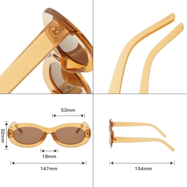 Retro Oval Sunglasses Men Women Vintage Fashion Small Frame Round Sun Glasses Classic Black White Shades - Image 2