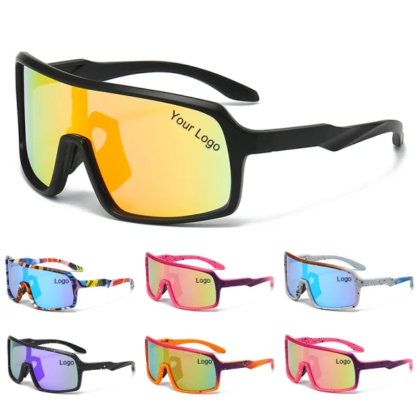 2366  Vintage Custom logo Uv400 Sunglasses PC Lens Large Frame Sports Sunglasses Cycling Polarized Sun Glasses 2023 2025