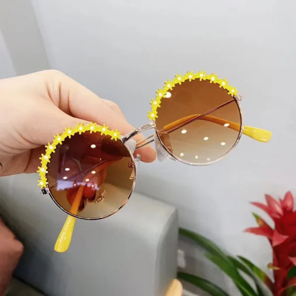 2022 Fashion Kids  Metal Frame Sun Glasses Girls Boys Flower Children's Shades Baby Eyeglasses UV400 Summer Beach Sunglasses - Image 2