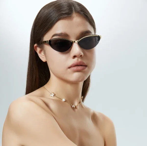 Retro Half Frame Cat Eye Sunglasses Women Vintage Cateye Female Gradient Shades UV400 Eyewear Ladies