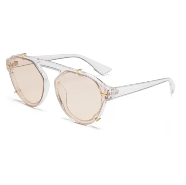 Women Men Vintage Round Sunglasses Flat Top Studded Frame Simple Sun Glasses Male Custom Logo Eyewear - Image 6