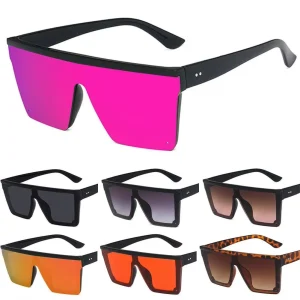 New Fashion Sunglasses Square Oversized Sun Glasses for Women Men Flat Top Big Black Frame Shades Custom Logo
