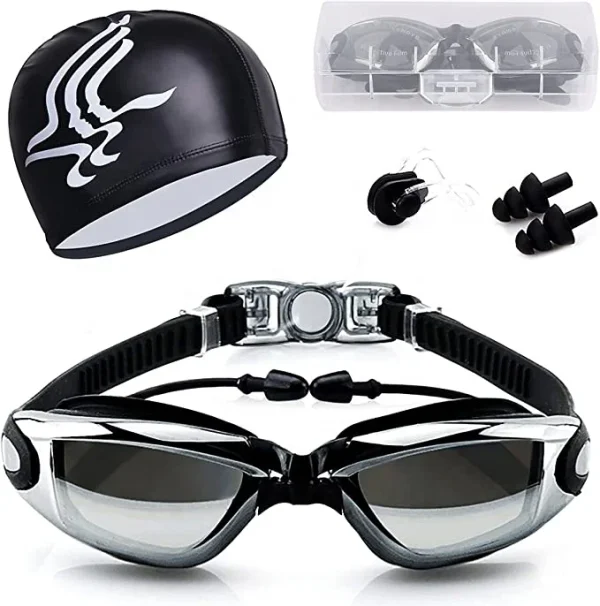 Custom logo Swim Goggles Adult Swimming Goggles No Leaking Anti Fog Uv Earplug Nose Clip Triathlon Adjustable Strap - Image 3