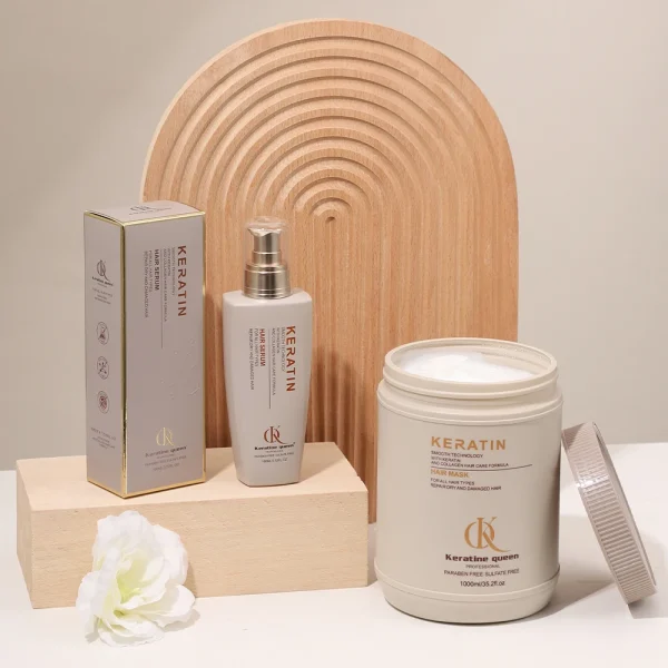Sulfate Free Keratin Hair Care Set Cream Shampoo and Conditioner for Damaged Hair Moisturizer Smoothing Treatment - Image 2