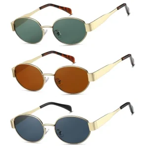 Retro Oval Sunglasses Small Metal Sunglasses for Women Men Trendy Fashion Sun Glasses UV400 Shades