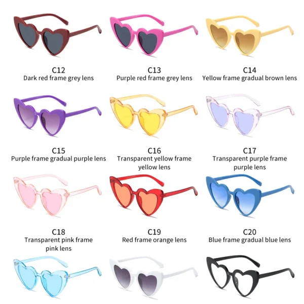 2024 Women Lentes De Sol Cat Eye Sun Glasses Female Retro Love Heart Shaped Glasses Ladies UV400 Protection Heart Sunglasses - Image 3